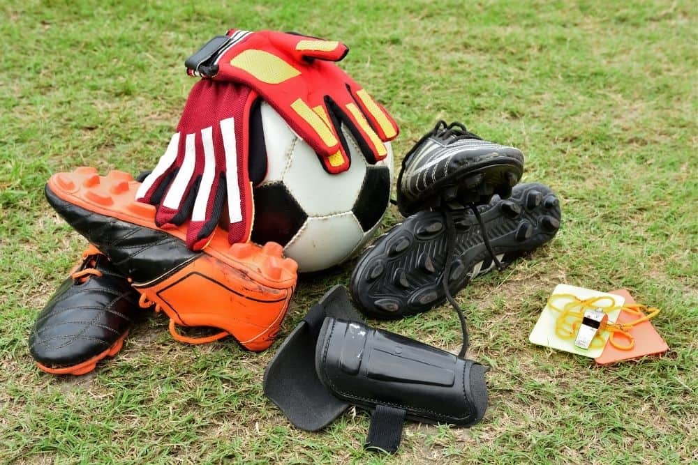 some soccer equipment on the field
