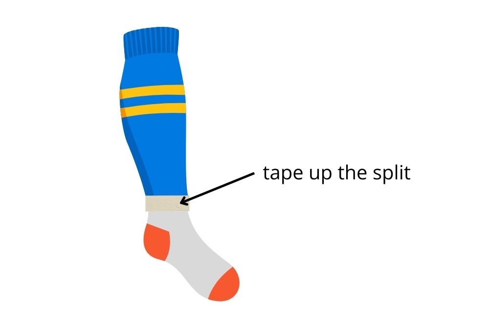 tape up the split of two socks