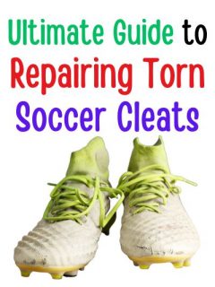 Old soccer cleats with torn on the surface