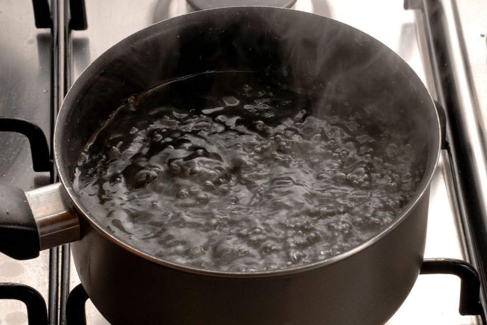 a pot of boiling water