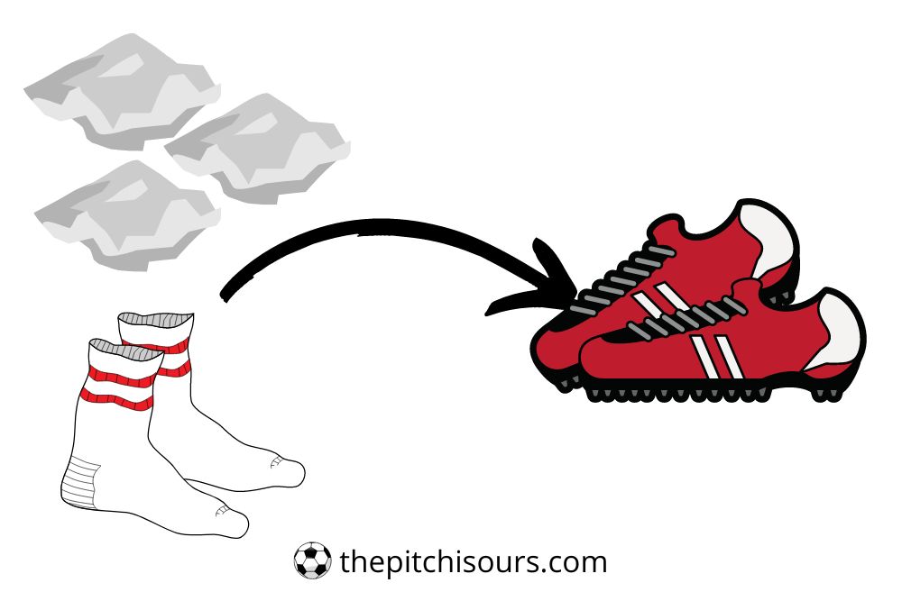 stuffing paper and socks into soccer cleats