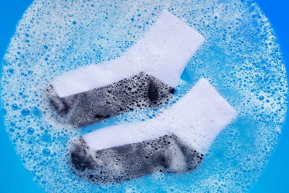 the short soccer socks are being washed