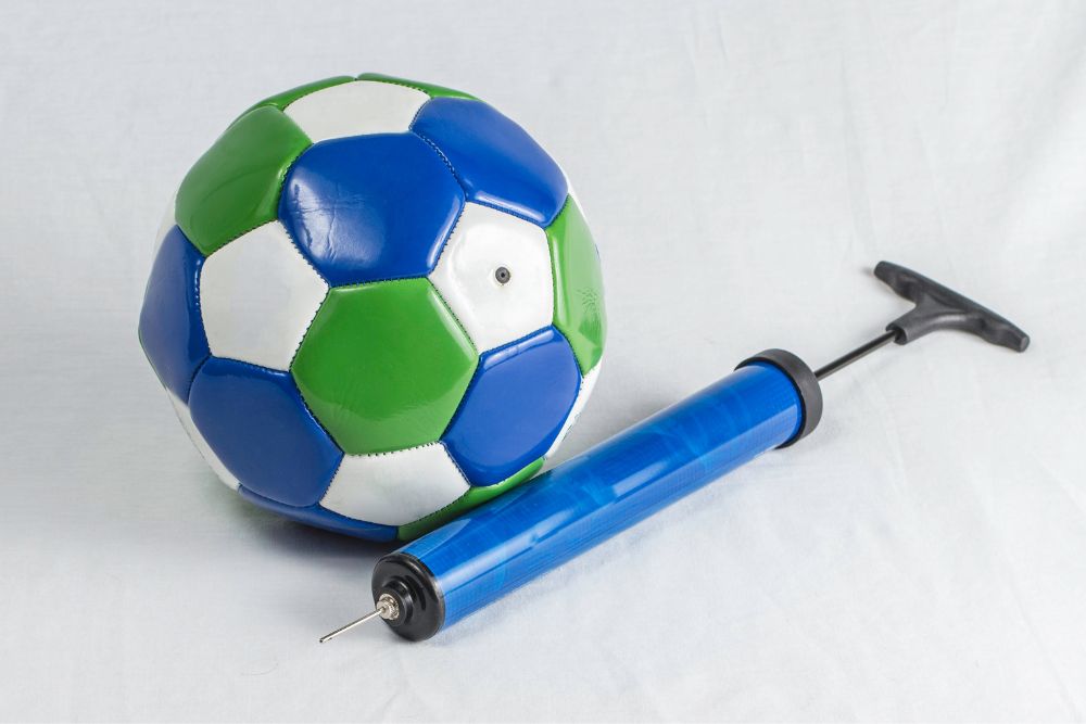 soccer ball and air pump