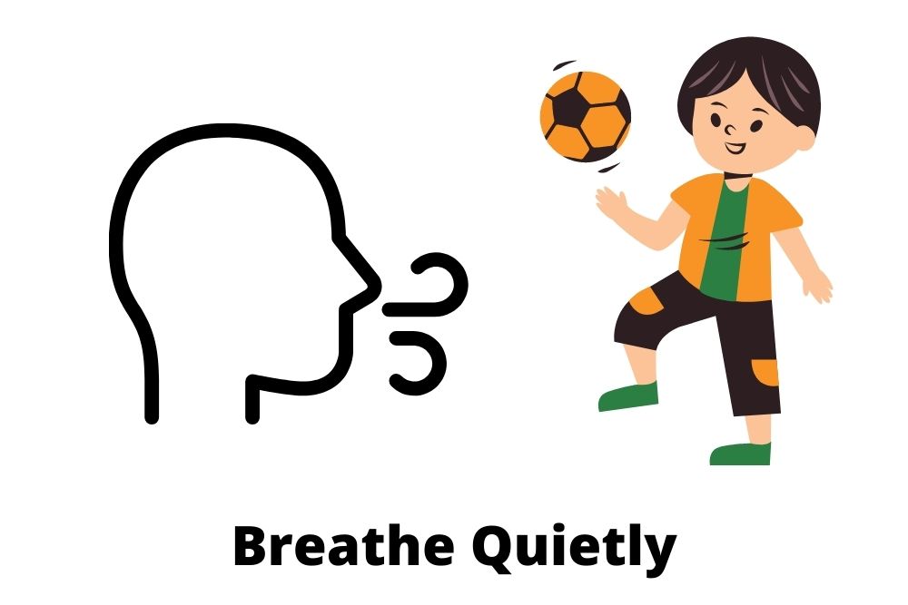 soccer player breathes quietly