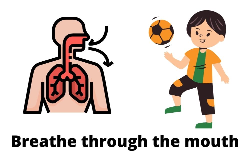 soccer player breathes through the mouth