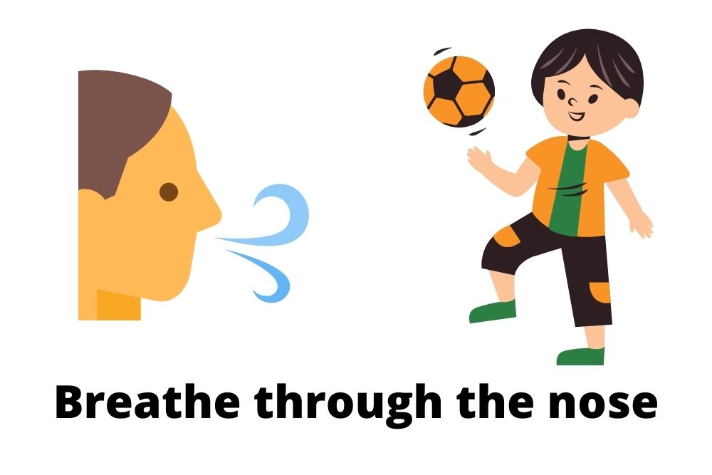 soccer player breathes through the nose