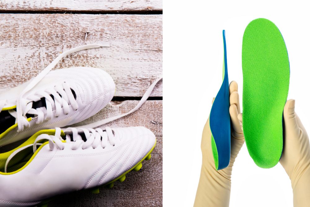 unlace soccer cleats and remove insoles