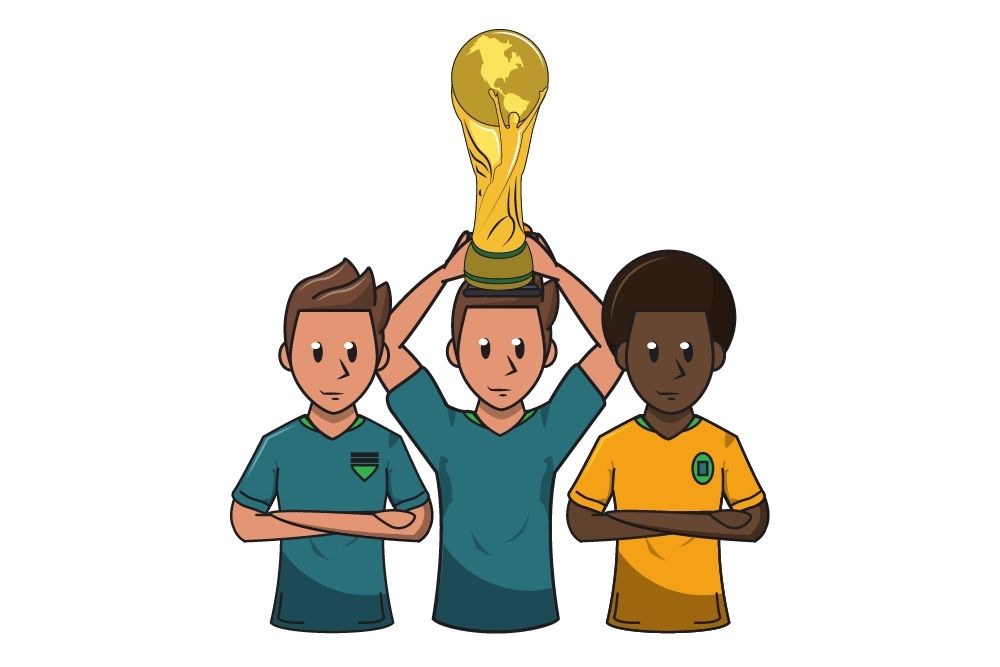 a soccer team holding world cup