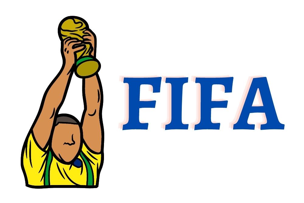 fifa and a person holding world cup