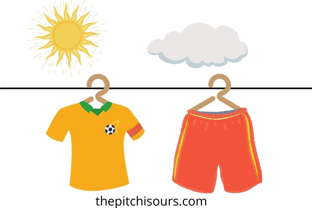 hang soccer uniform in the sun to dry