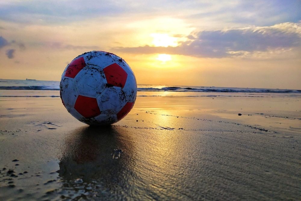 soccer ball on the beach