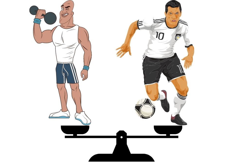 Balance weight lifting and soccer