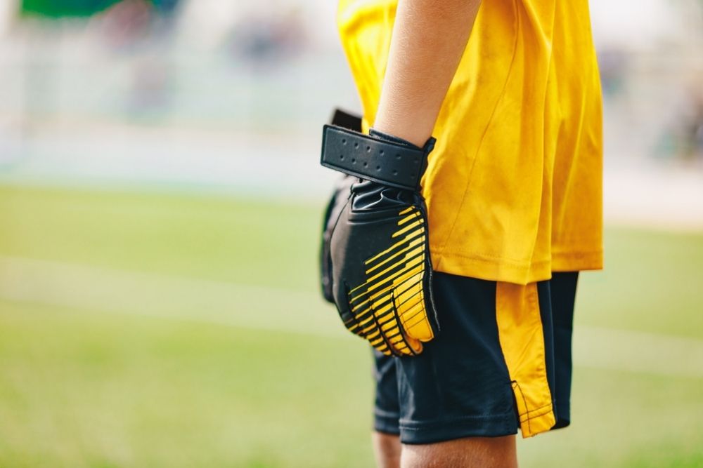 Goaline with soccer gloves
