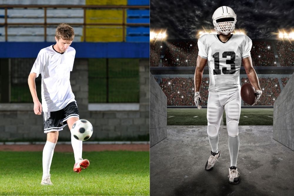 Soccer player and football player