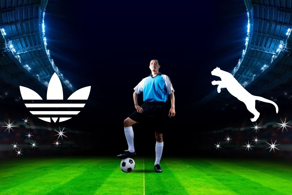 a soccer player represents for Puma and Adidas brands