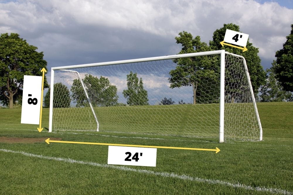 dimension of association football goal net