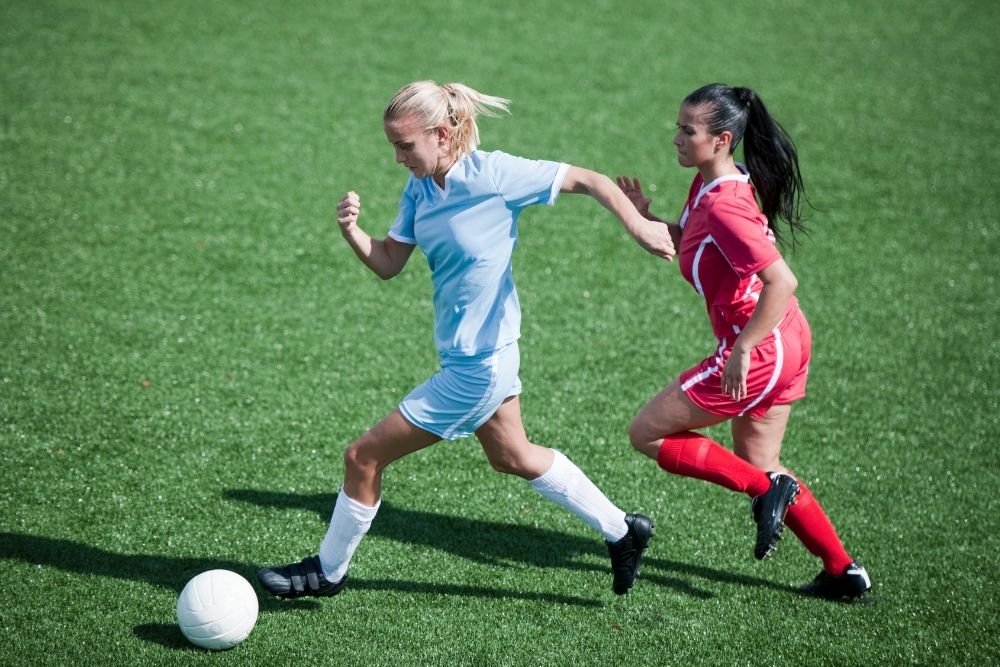 two female soccer players