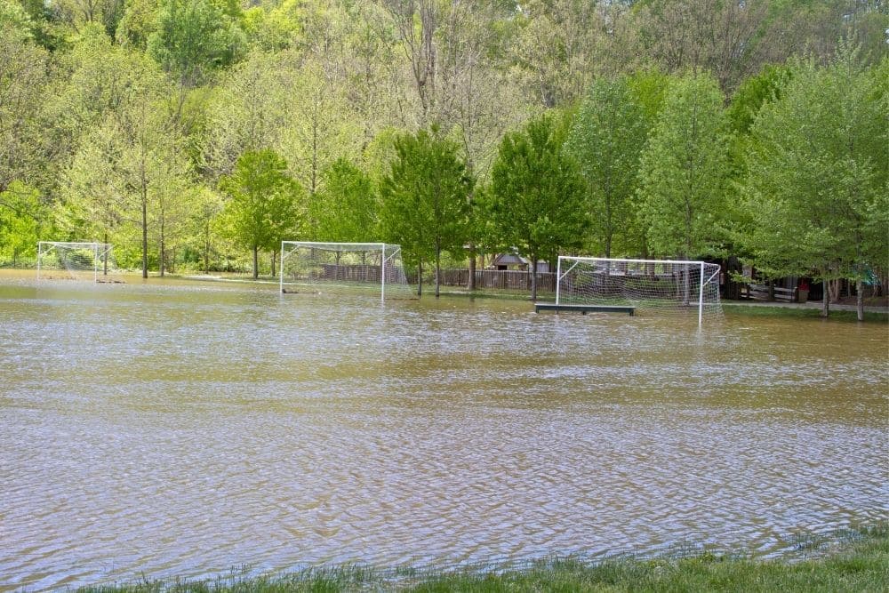 The soccer field full of water 2