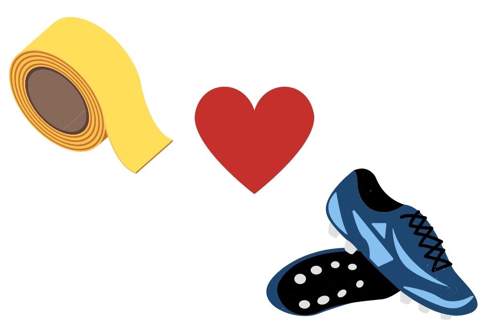 duct tape, soccer cleats and heart icon
