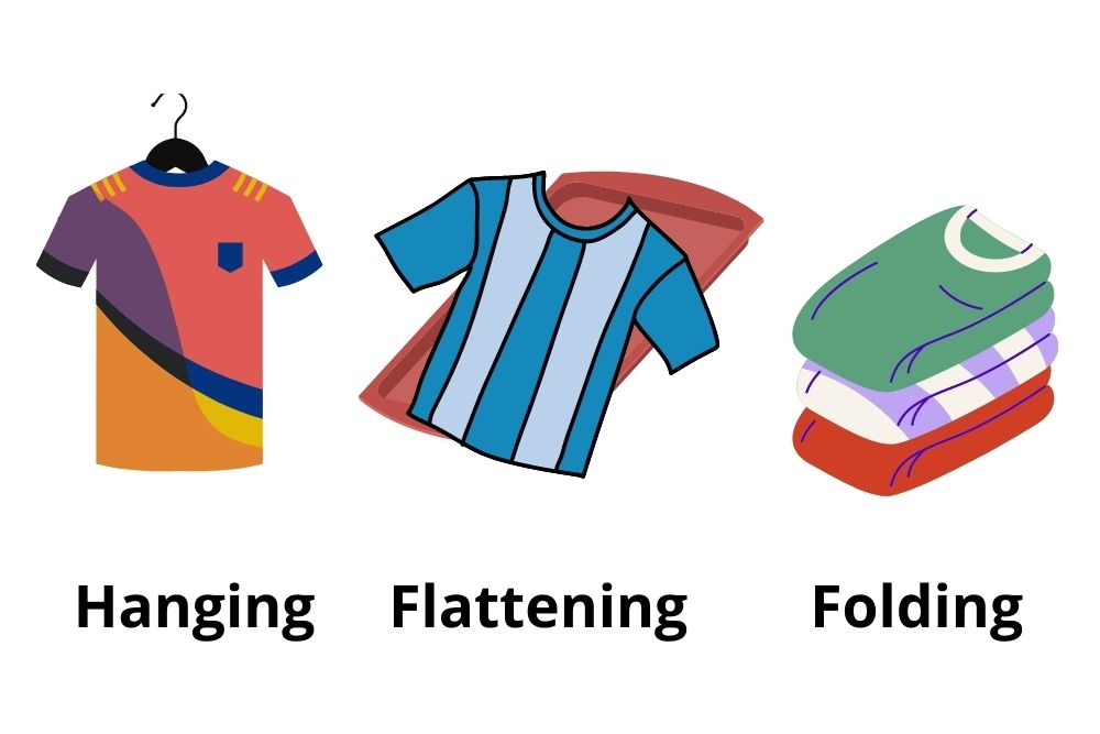 three ways of storing soccer jerseys