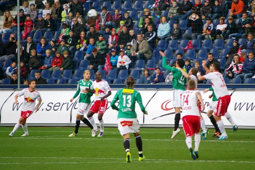 a soccer match in a stadium