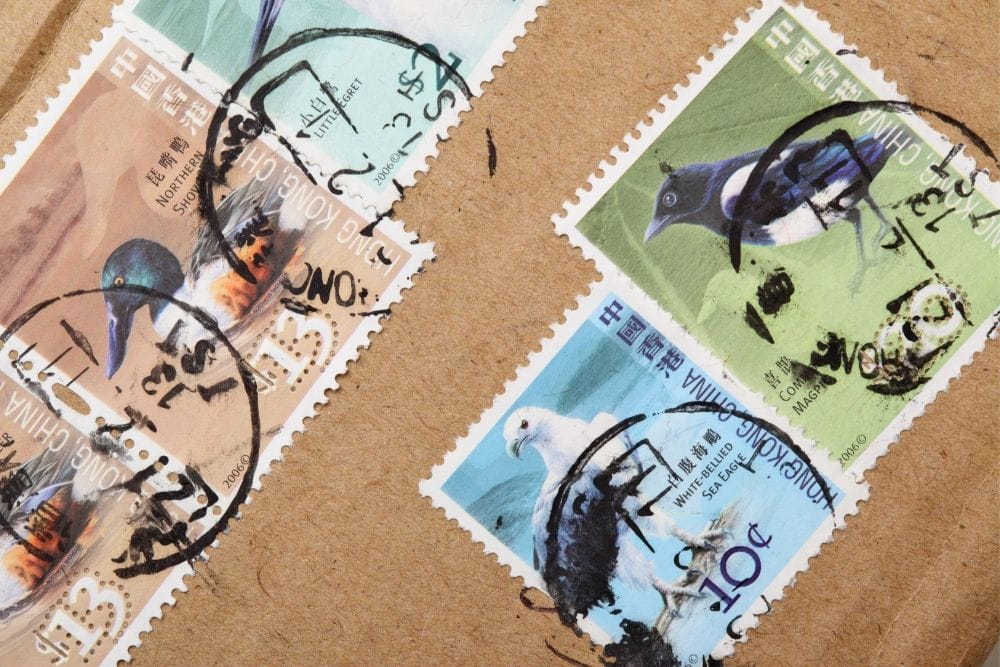stamps on the package