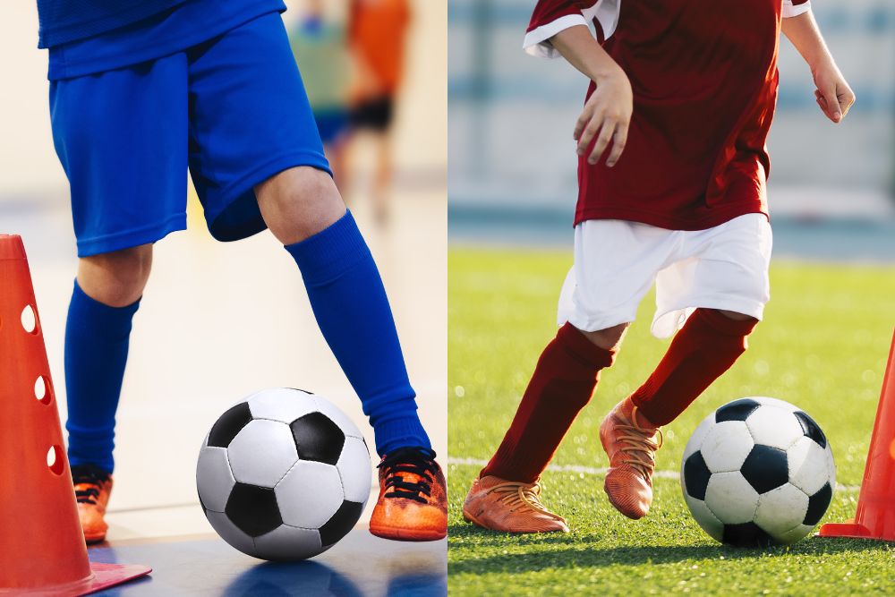 Indoor soccer and outdoor soccer