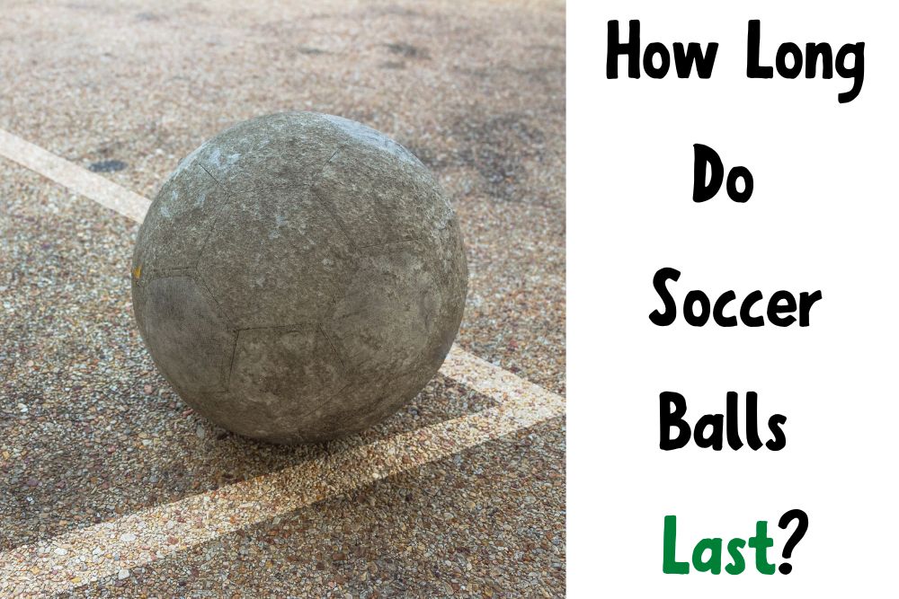 Worn soccer ball on the concrete field and the title