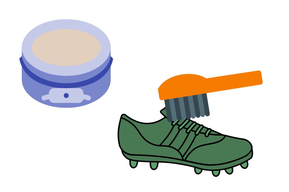 apply shoe polish on soccer cleat to protect the dye